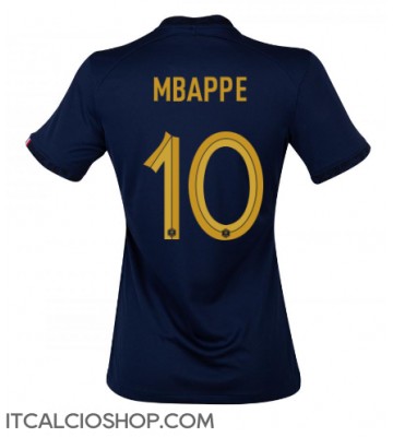 Francia Kylian Mbappe #10 Prima Maglia Femmina Mondiali 2022 Manica Corta